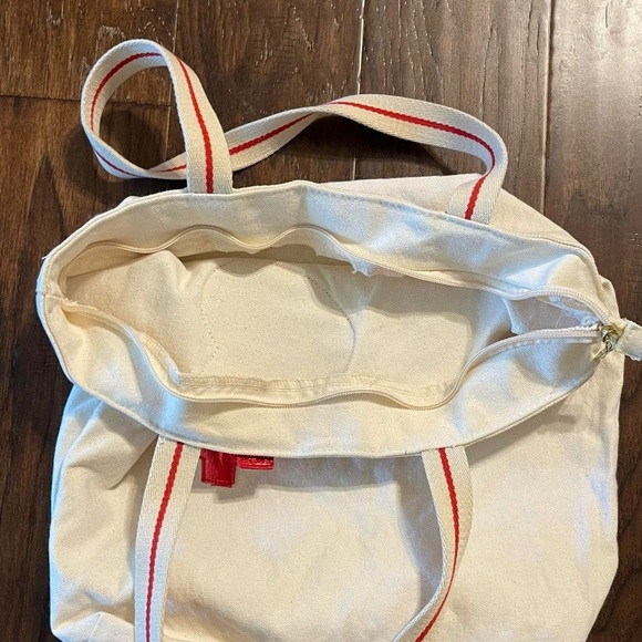 Bath & Body Works Canvas Tote Bag Heart Sunglasses Zip Top Shopper Purse - Picture 4 of 8